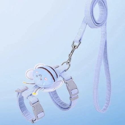 Cartoon Bee Pet Harness Leash & Collar Set